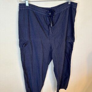 Nautica Mens Pajama 100% Cotton Pants Navy Blue Pocket Medium Drawstring